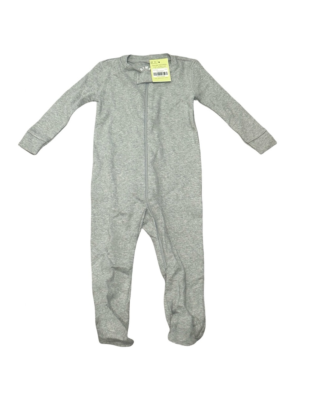 NWT Primary Grey Baby Size 6-9 Months Footed One-Piece Zipper Sleepwear